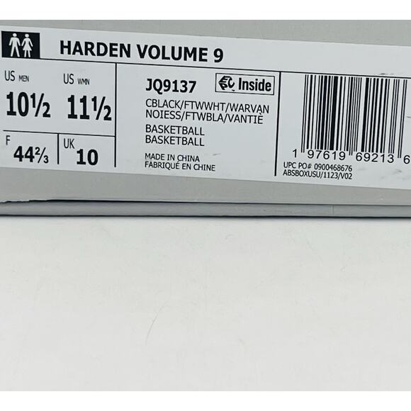 Adidas Harden Volume 9 Black Vanilla JQ9137 Mens Size 10.5 Basketball Shoes main image 9